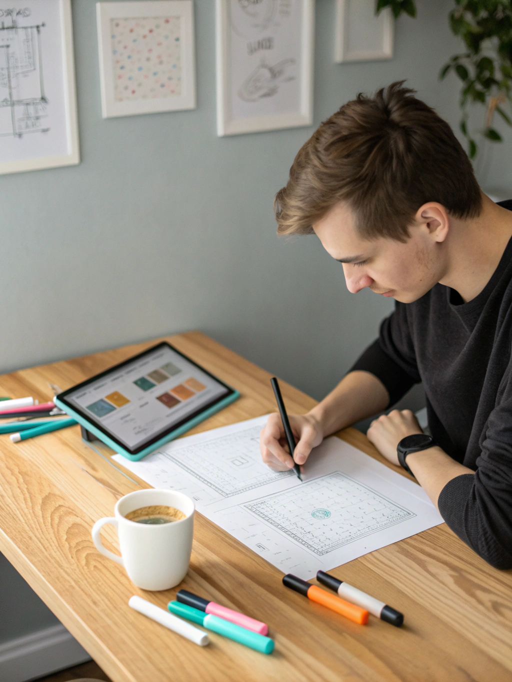 Creative designer working on brand identity assets