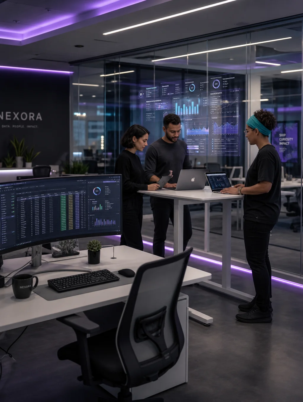 Modern corporate innovation hub with collaborative workspace