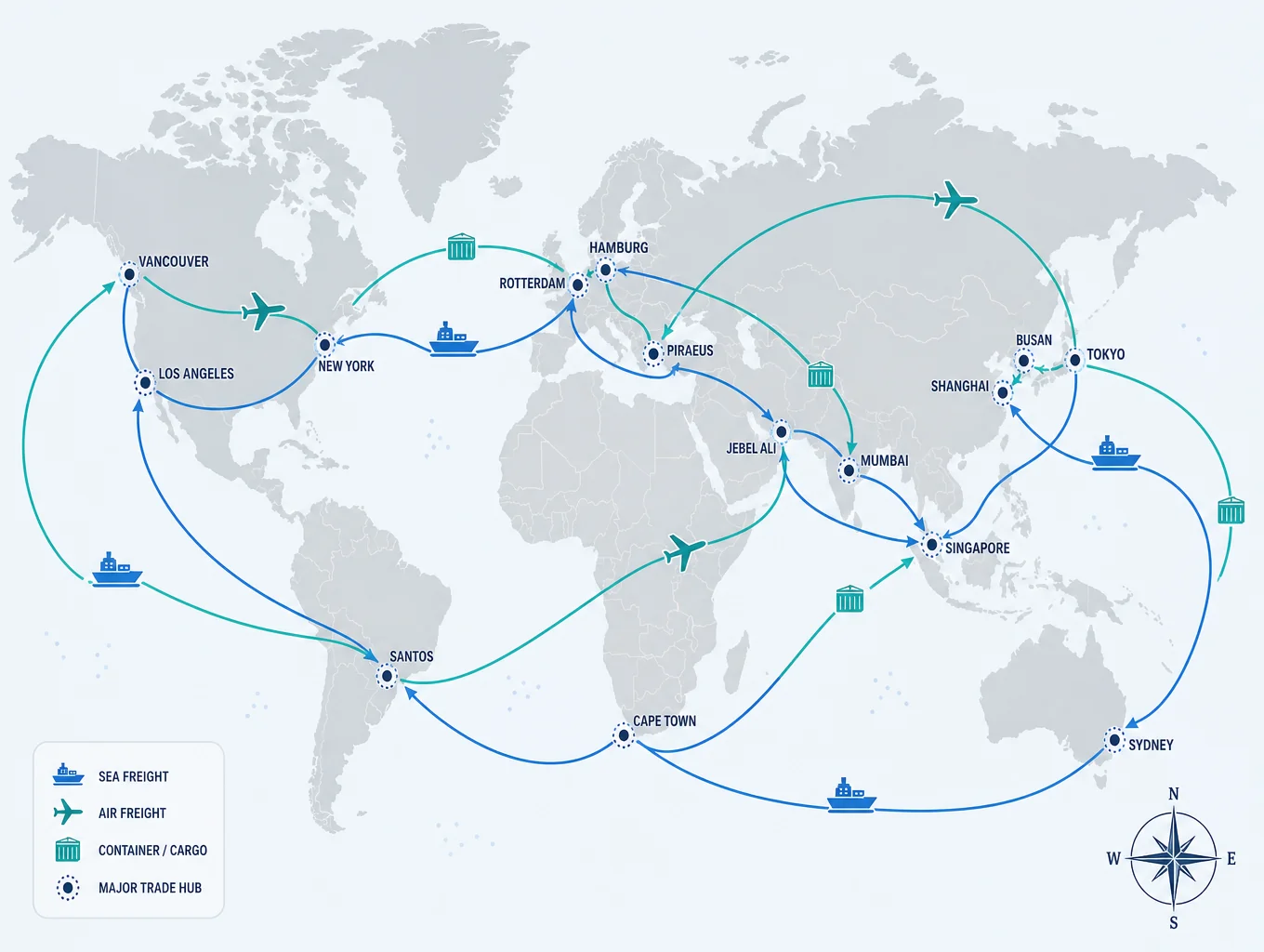 Digital visualization of global trade network connections
